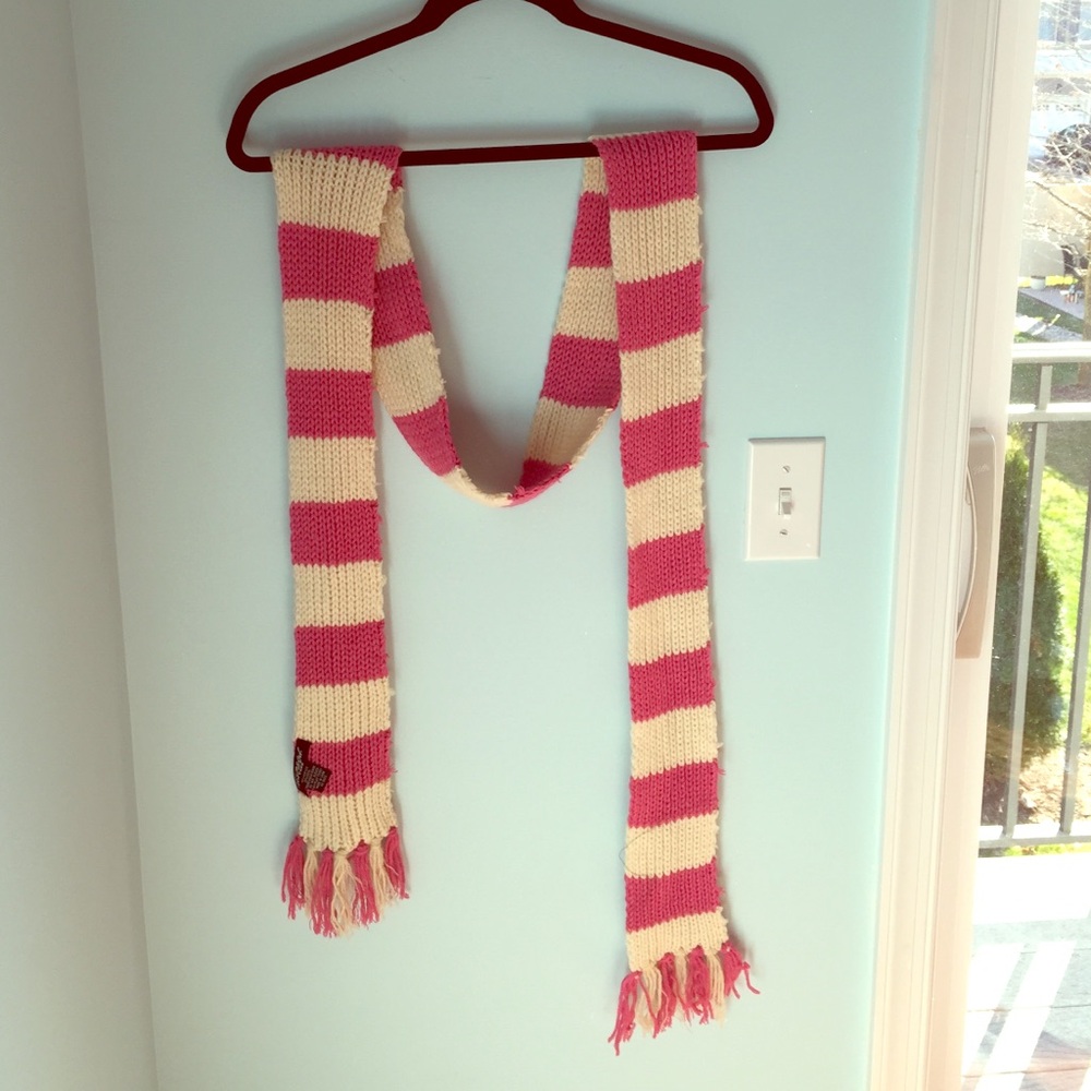 Betsey Johnson Pink and Cream Striped Scarf